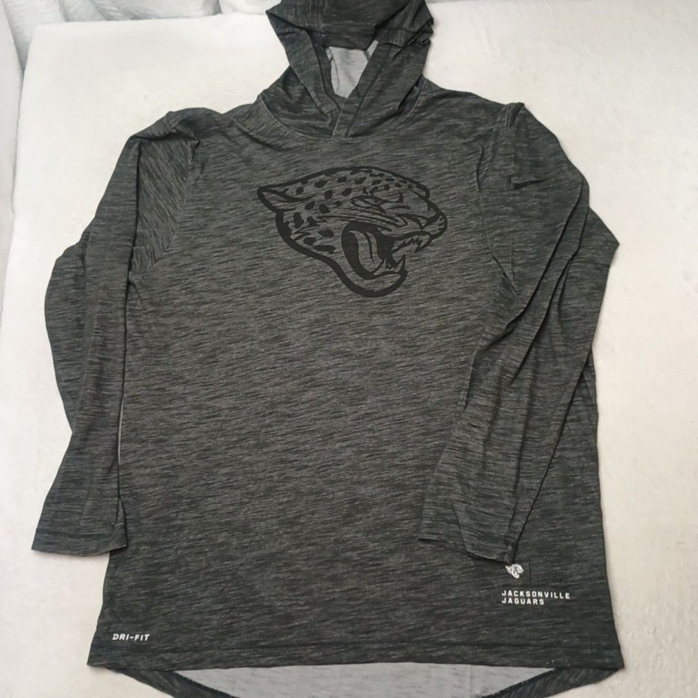 Nike Jacksonville Jaguars Hoodie Mens L Gray Pullover Dri-FIT NFL Lightweight